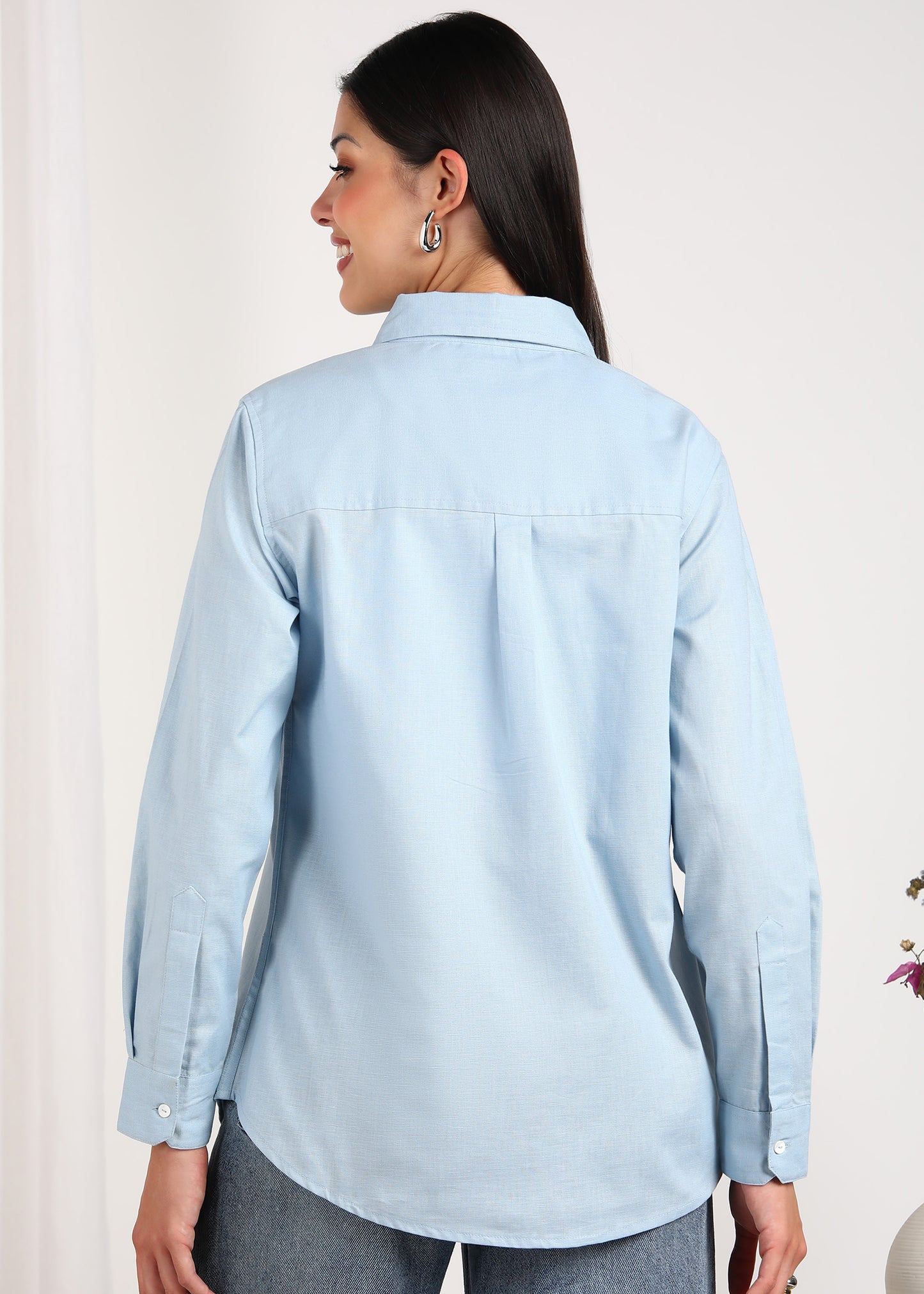 Powder Blue Linen Shirt