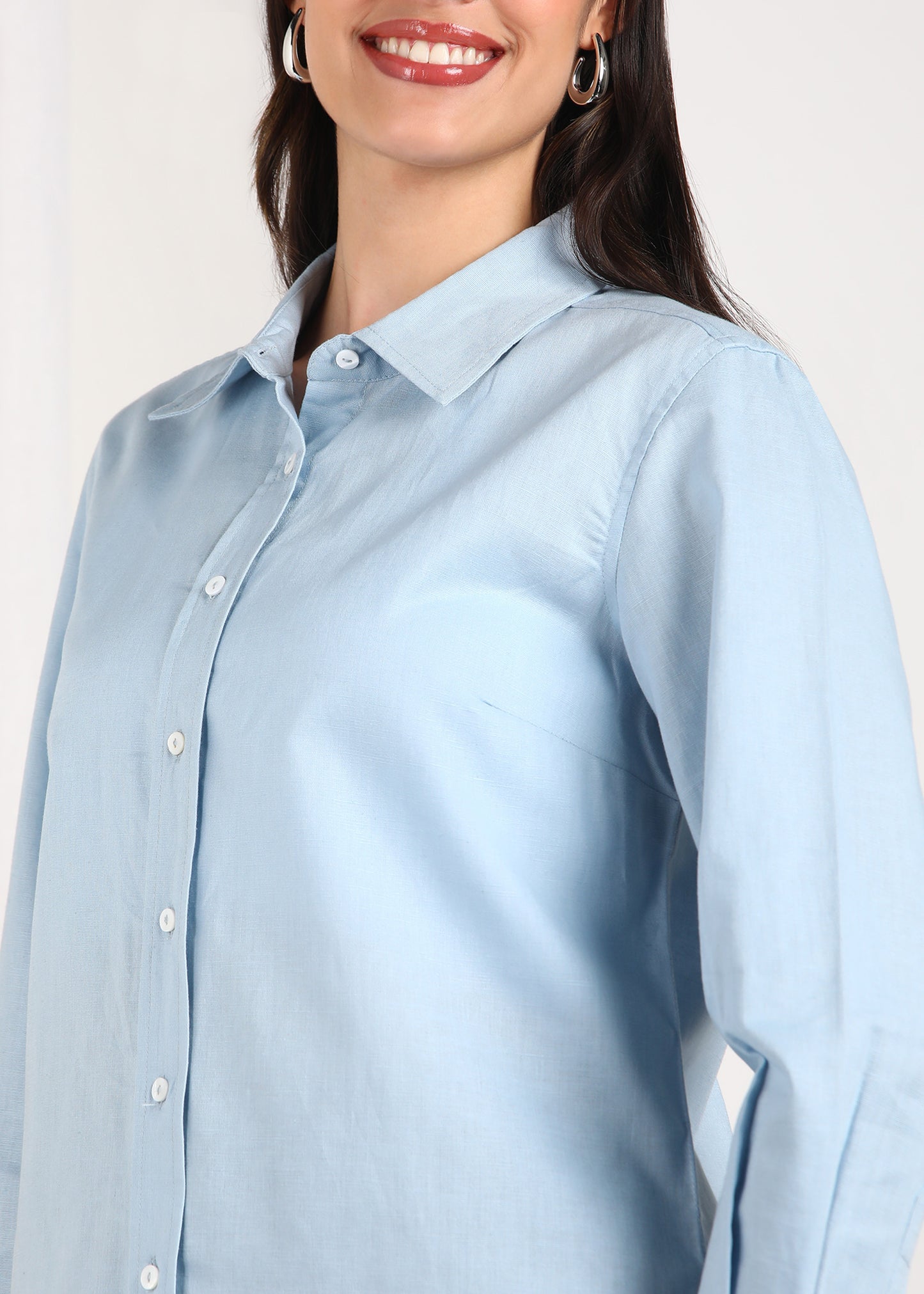 Powder Blue Linen Shirt