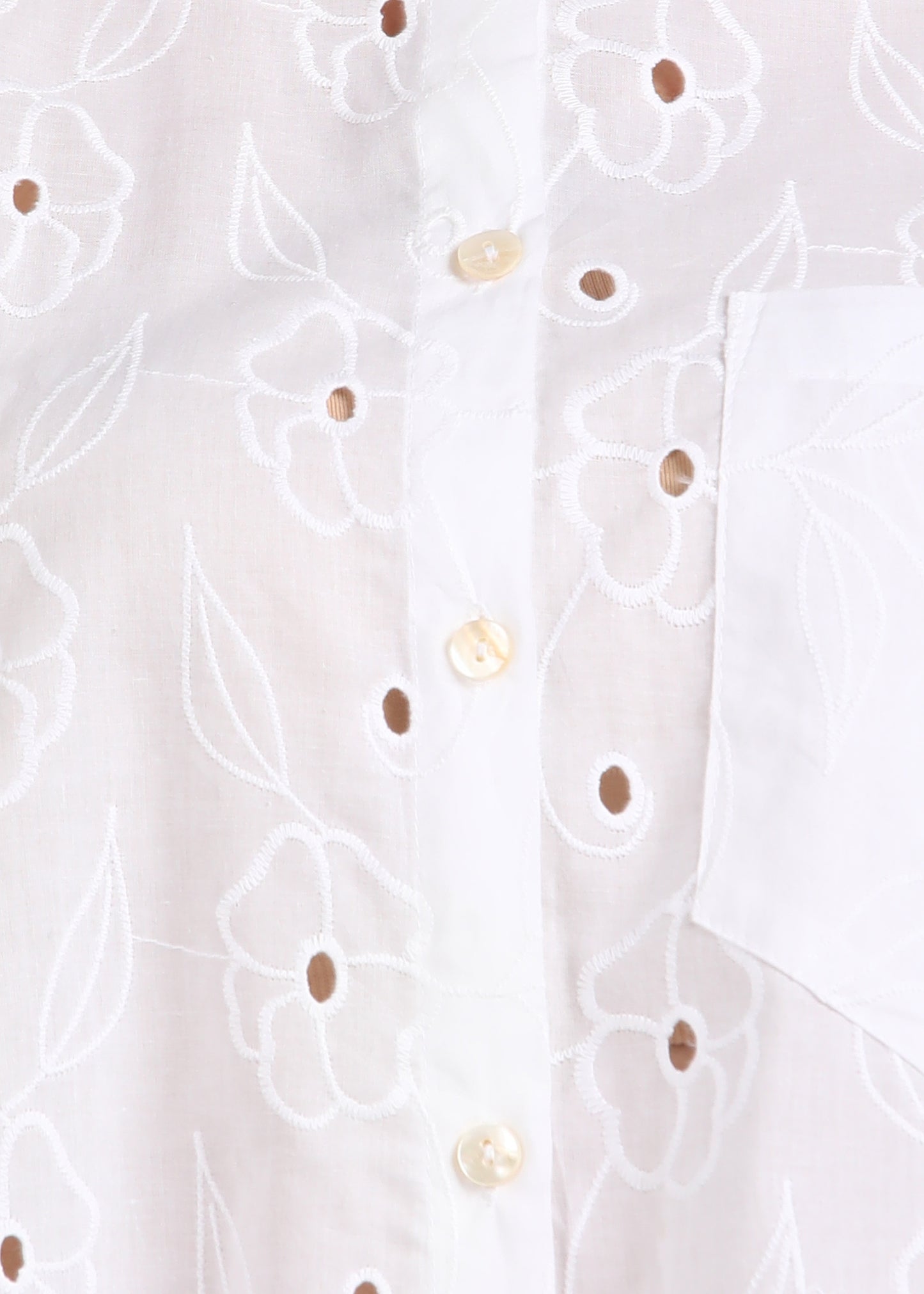 White Cotton Schiffli Shirt
