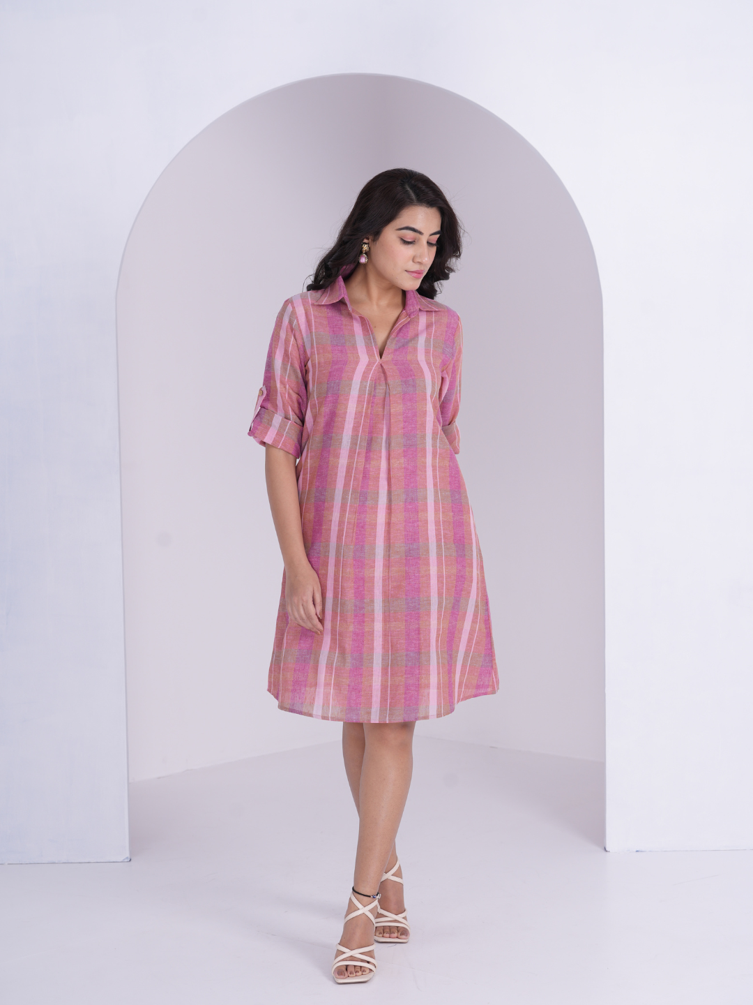 Linen Check Dress