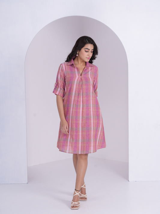 Linen Check Dress