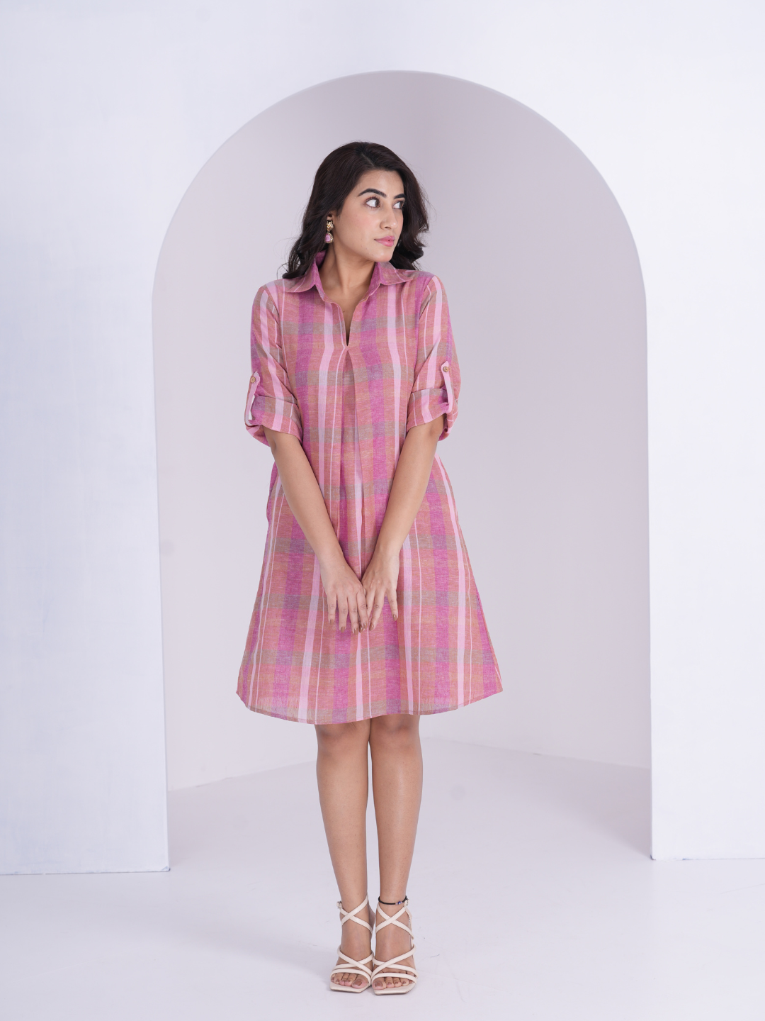 Linen Check Dress