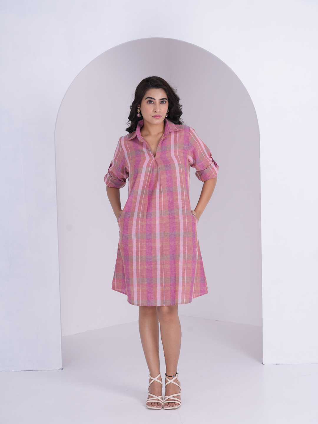Linen Check Dress