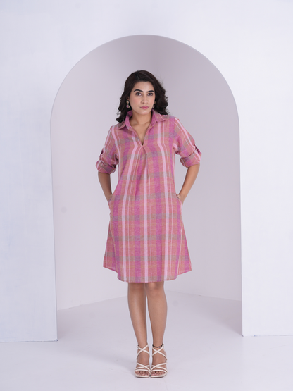 Linen Check Dress