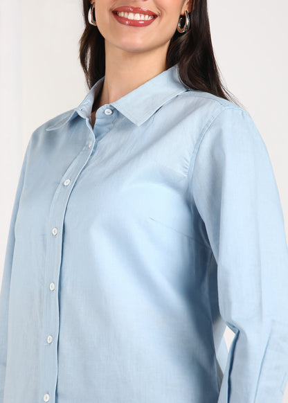 Powder Blue Linen Shirt