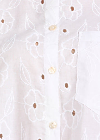 White Cotton Schiffli Shirt