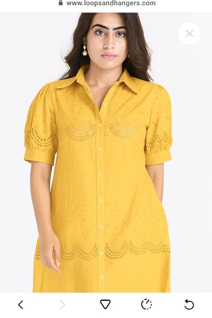 Mustard Schiffli Dresss